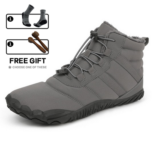 Herren Warme Fleece Barfuß-Stiefel Weite Zehenpartie Orthopädische Stütz-Schneestiefel Wasserdichte Rutschfeste Winterstiefel