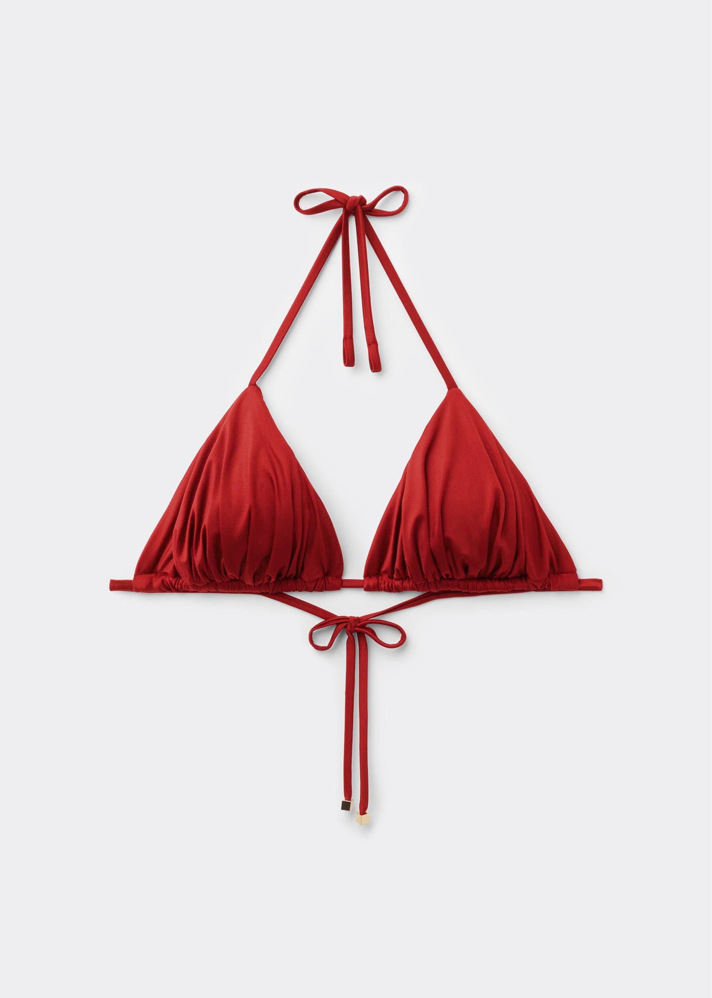 Removable Padding Triangle Bikini Top Shiny Satin