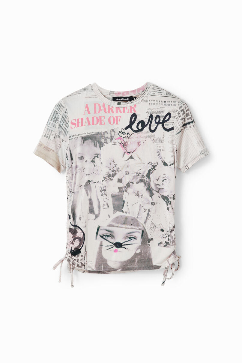 Slim gathered newspaper T-shirt
