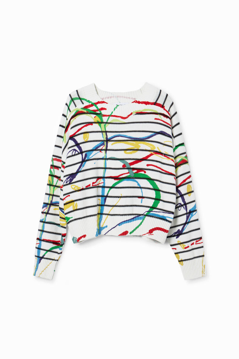 Short striped arty pullover