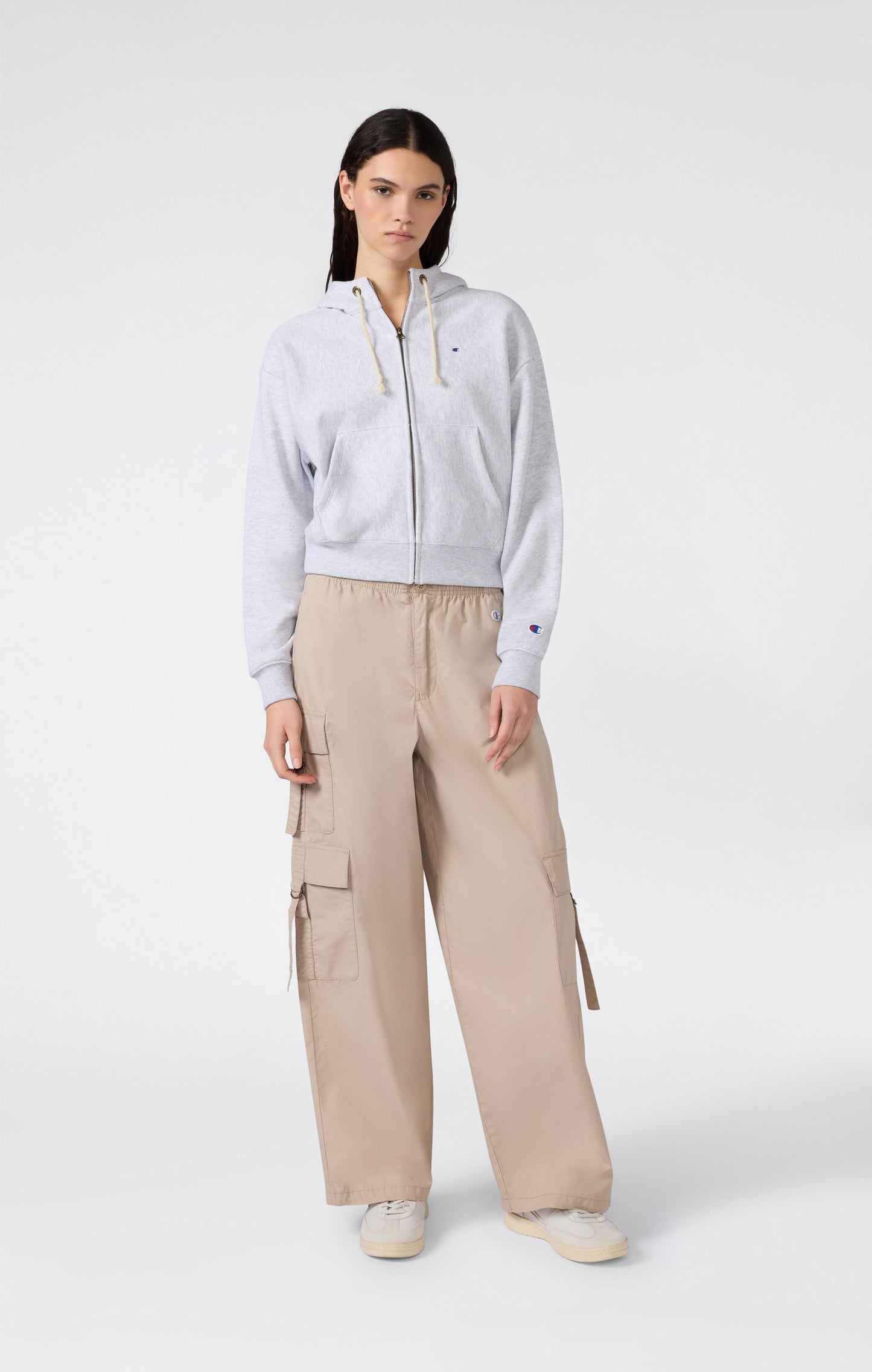 Leichter Damen-Kapuzenpullover mit Reißverschluss (Reverse Weave)