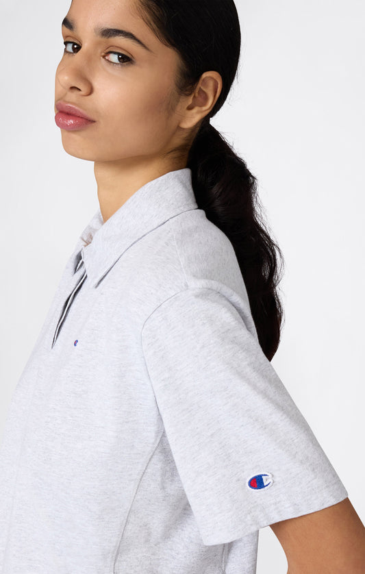 Women's Cropped Cotton Jersey Polo Shirt