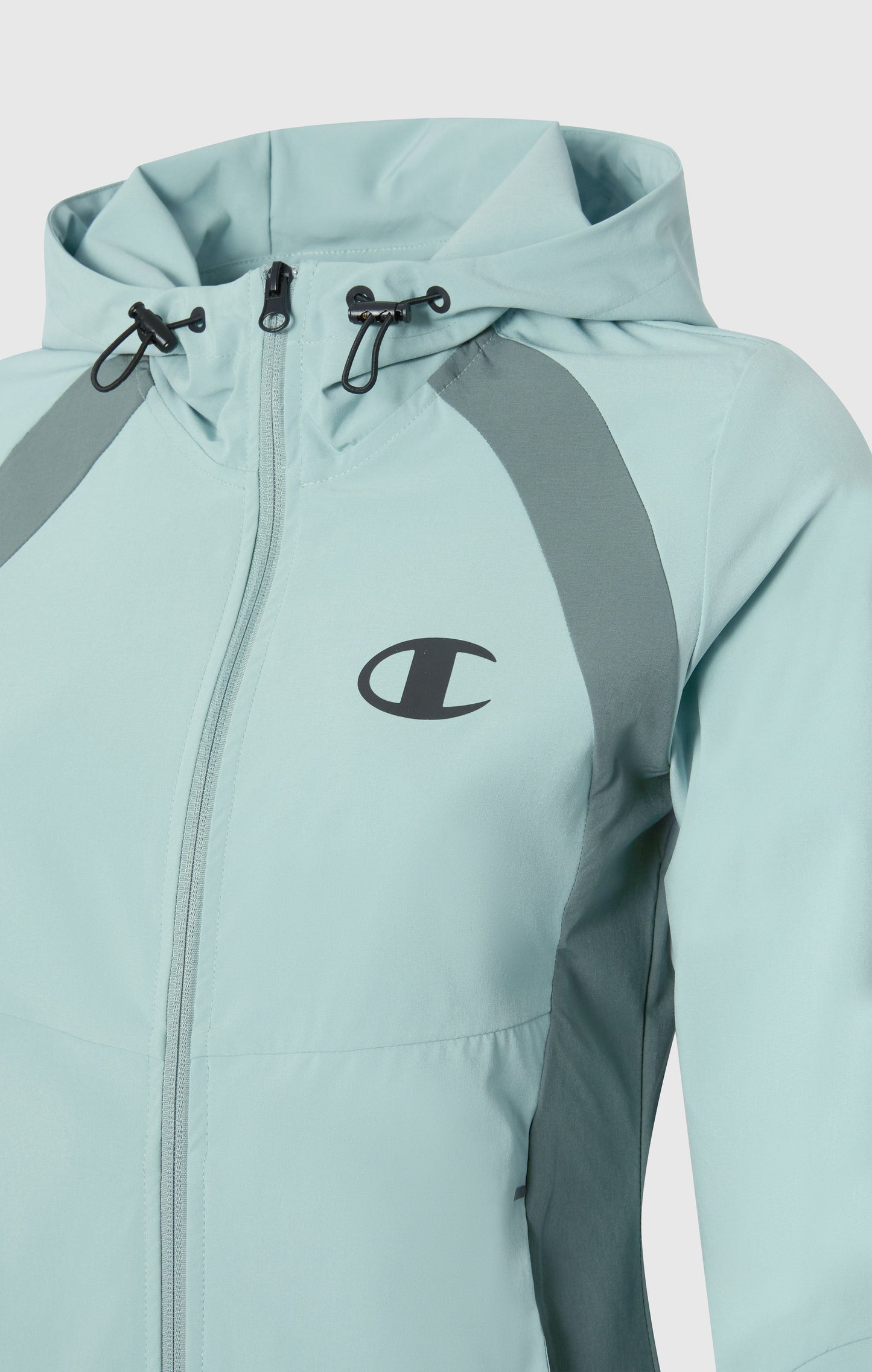 Damen Stretch-Nylon Kapuzen-Trainingsjacke schmal geschnitten