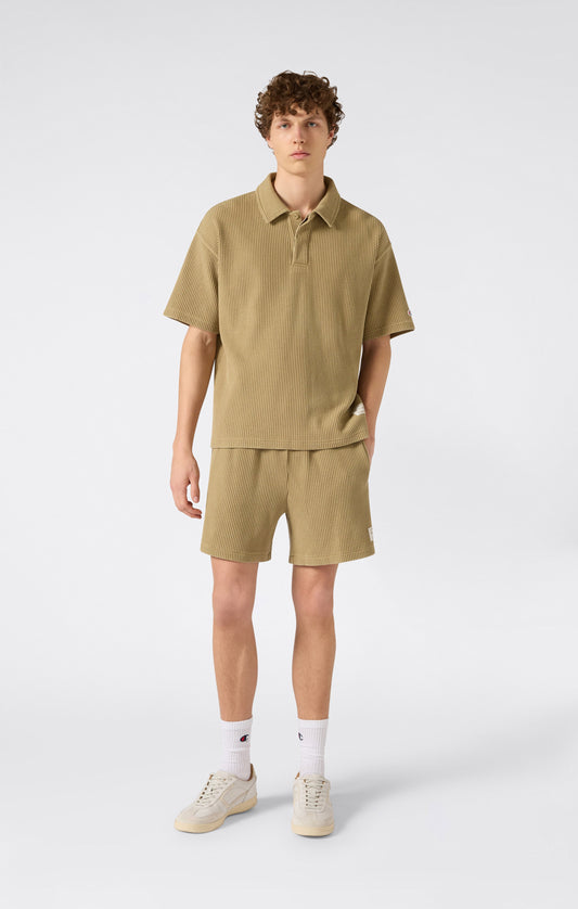 Herren Polo-Shirt aus gewaschenem Waffelpiqué