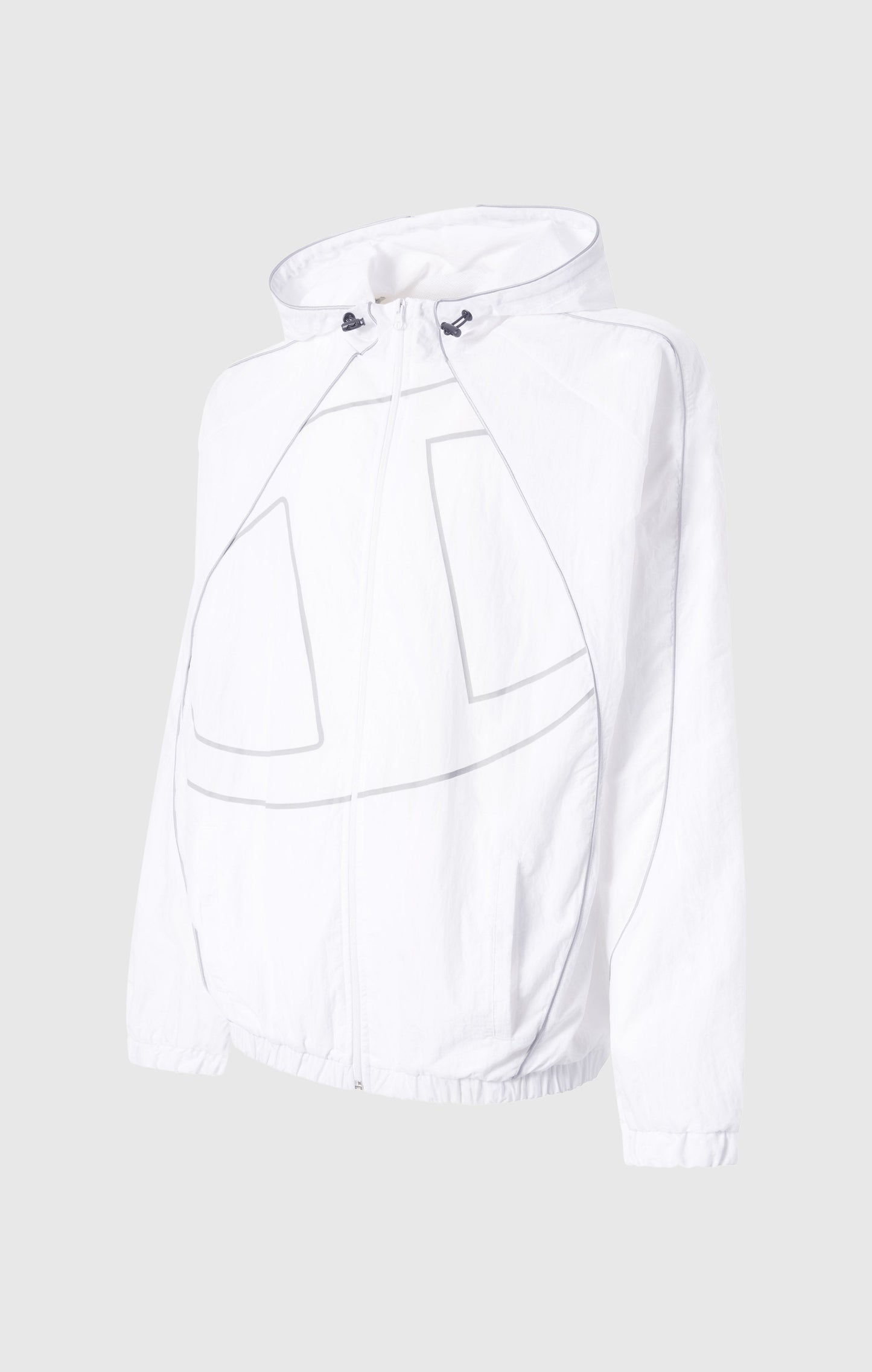 Herren-Trainingsjacke mit durchgehendem Reißverschluss, Kapuze, aus gewebtem Nylon, lockere Passform