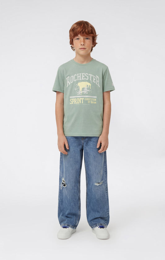 Jungen Rundhals-T-Shirt mit Puff-Print
