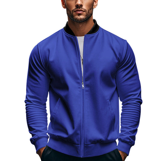 Herren Freizeit Reißverschluss Revers Baseballjacke