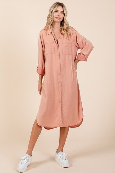 Mittoshop Hemdkleid mit langen Ärmeln und Knopfleiste