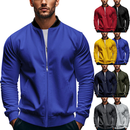 Herren Freizeit Reißverschluss Revers Baseballjacke