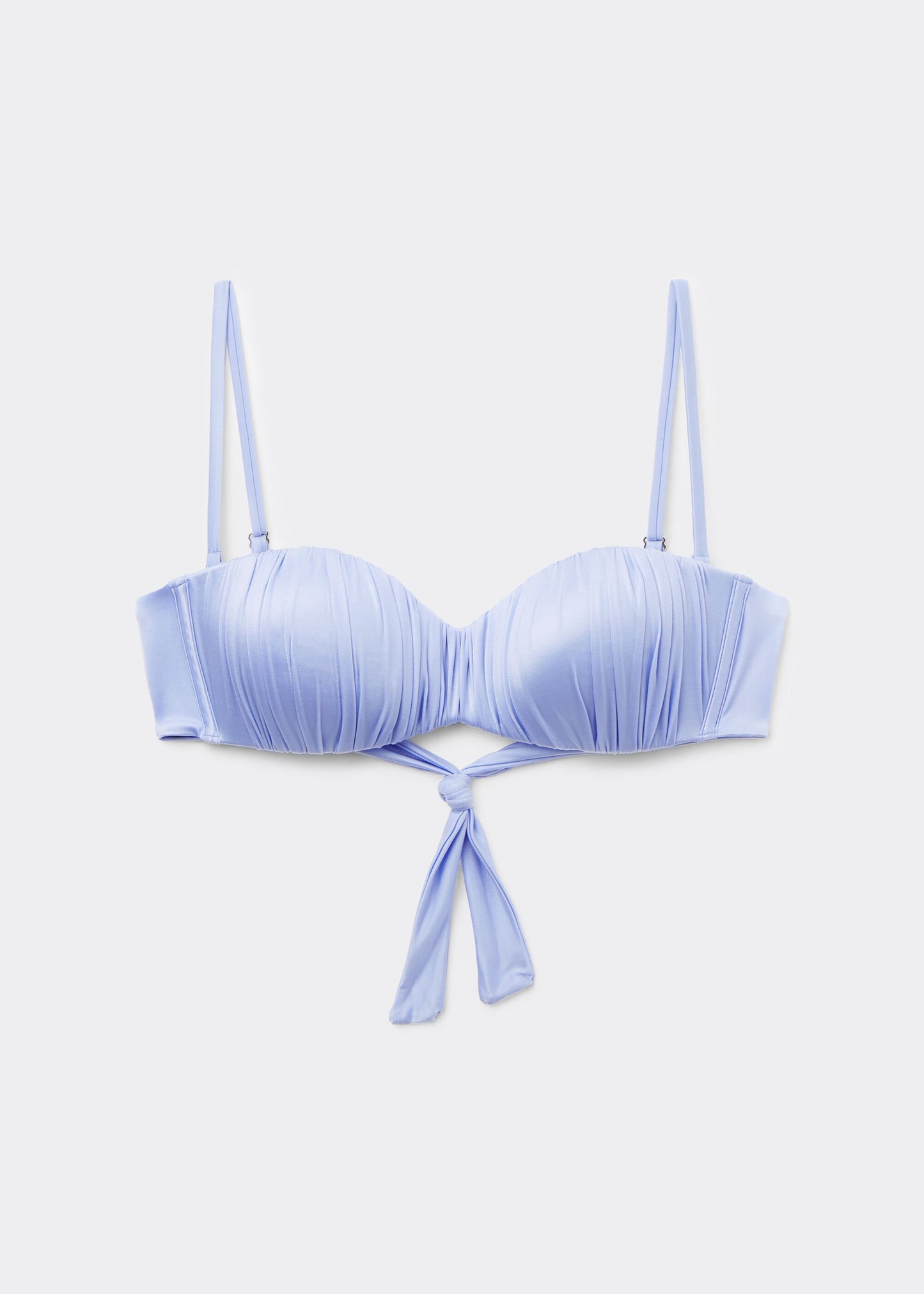 Graduated Padded Bandeau Bikini Top Shiny Satin