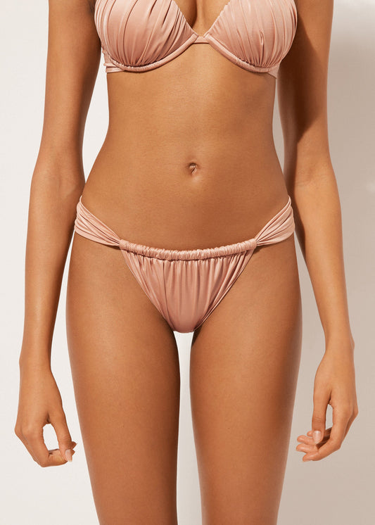 Narrow Tie Brazilian Bikini Bottoms Shiny Satin