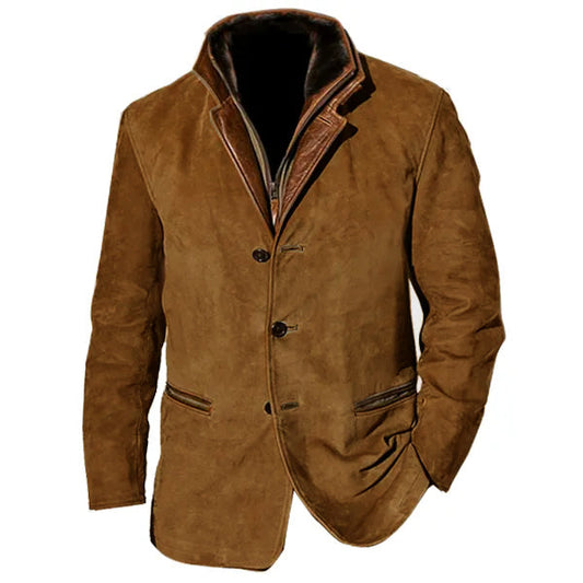 Herren Vintage Carlsbad Blazer aus Kalbsleder mit Merino-Lammfellkragen