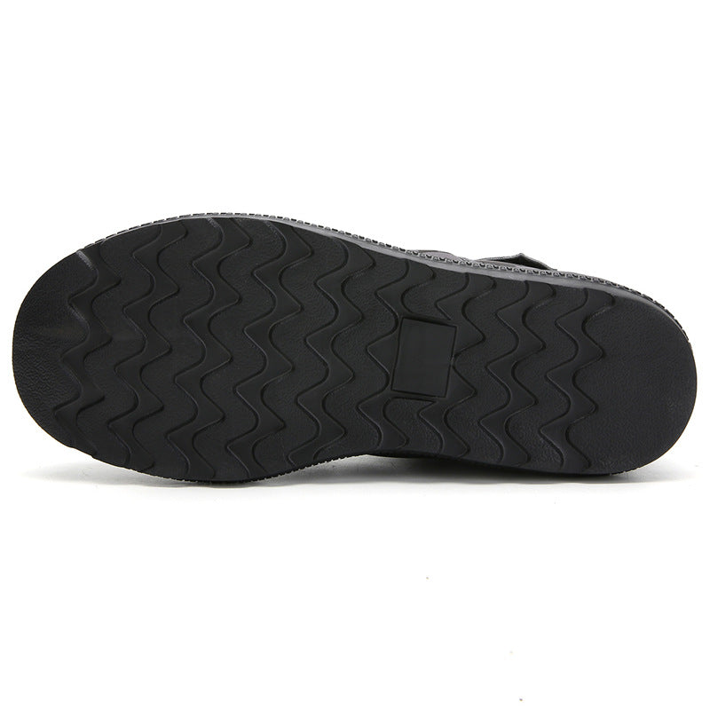 (Limited Time 70% Discount Event) Men's 2024 Winter New Warm Waterproof Non-Slip Puncture-Resistant Velcro Slip-On Snow Boots Ankle Support Orthopedic Wide Toe Arch Support Cotton Shoes