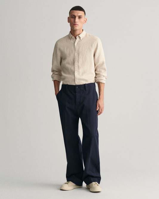 Men's Slim Fit Linen Shirt - DRY SAND