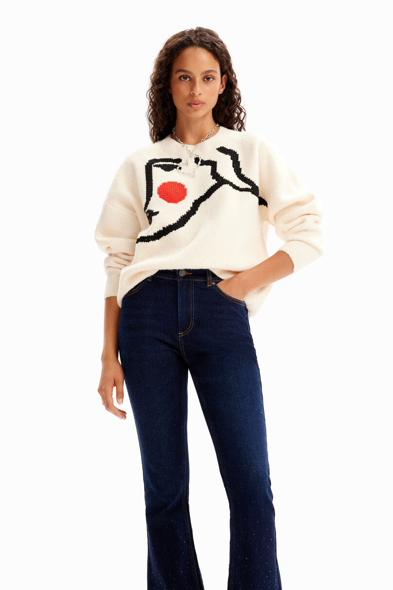 Rhinestone flare jeans