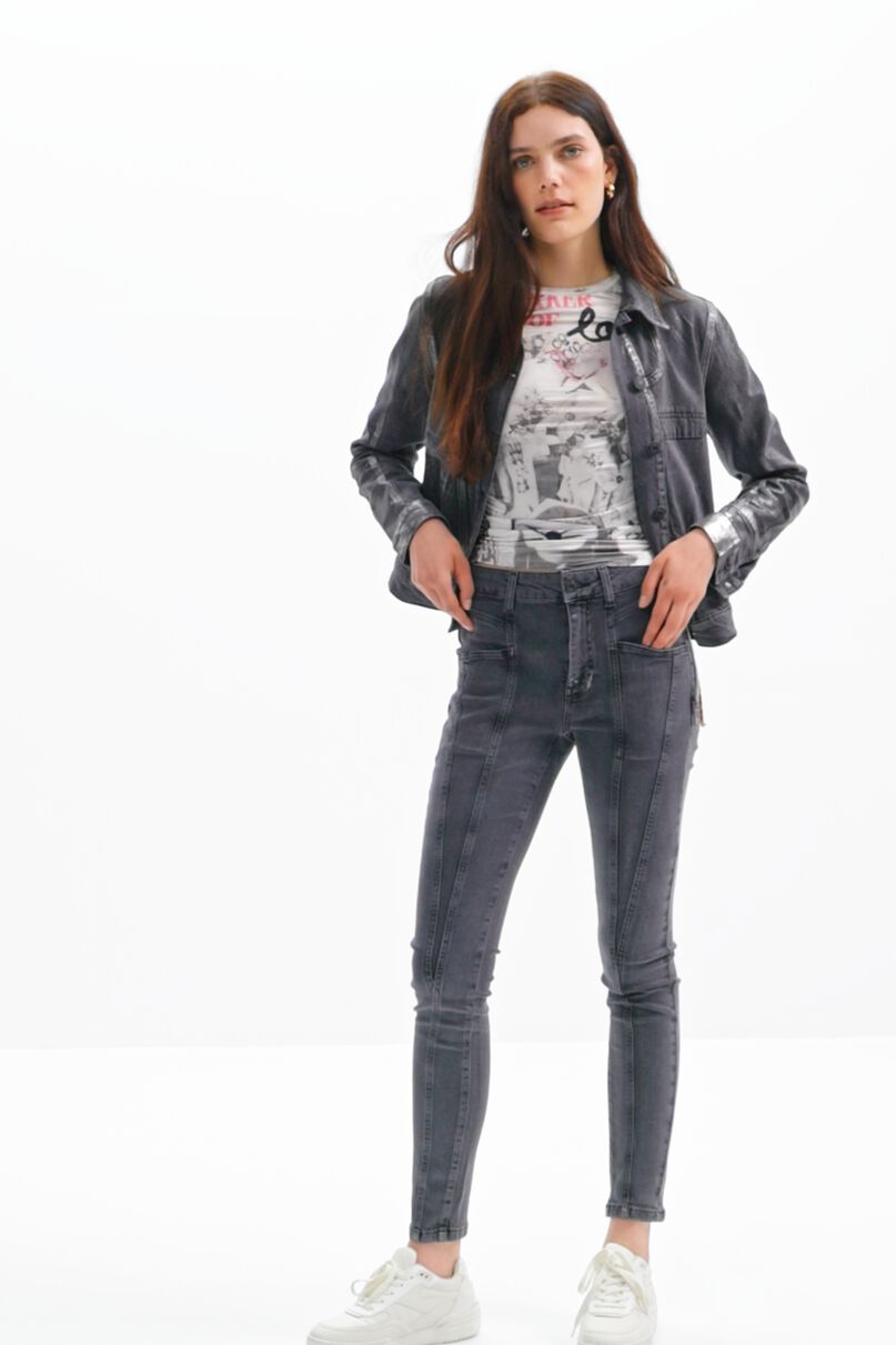 Metallic push-up skinny jeans