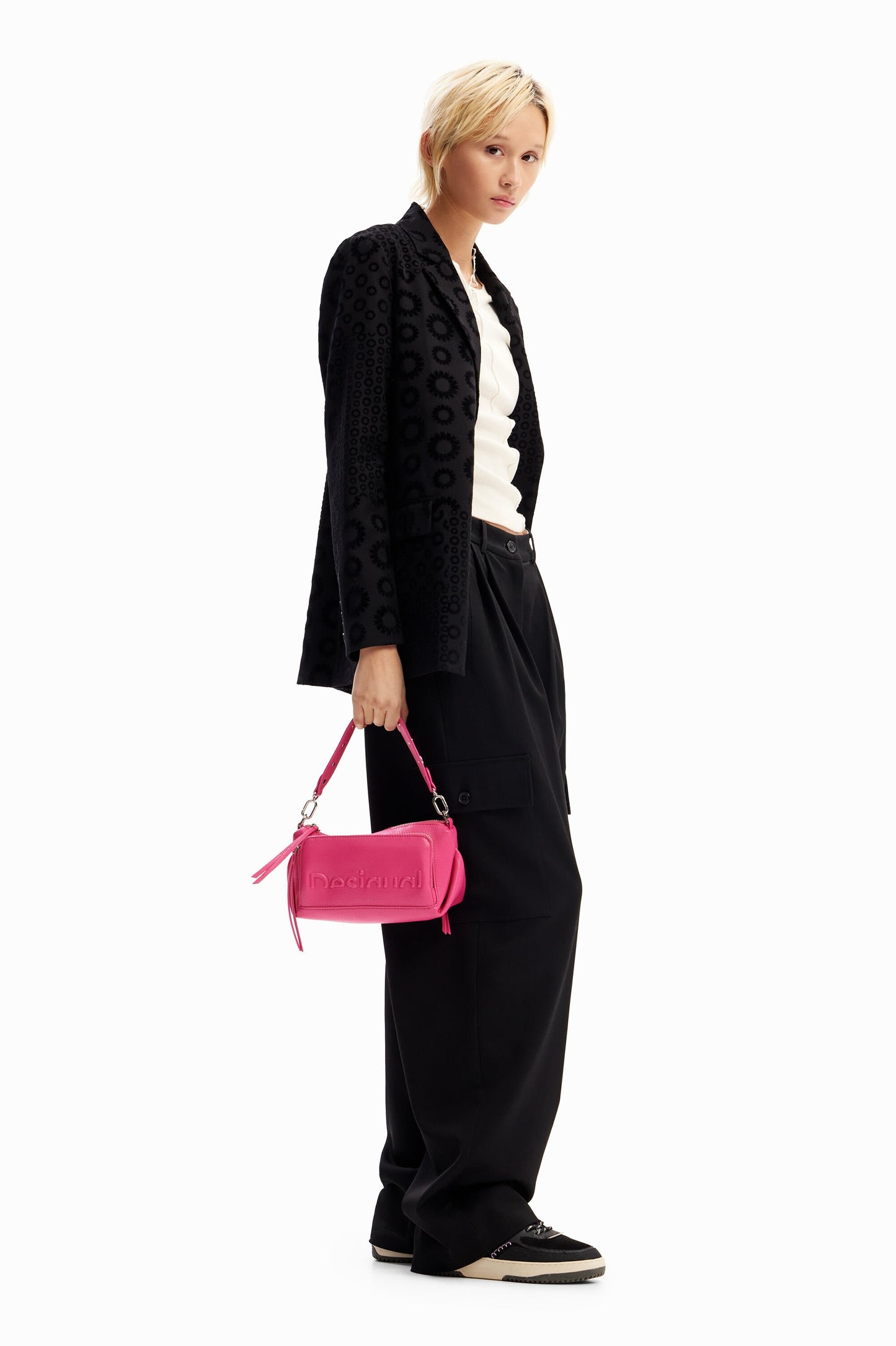 Geometric flocked blazer