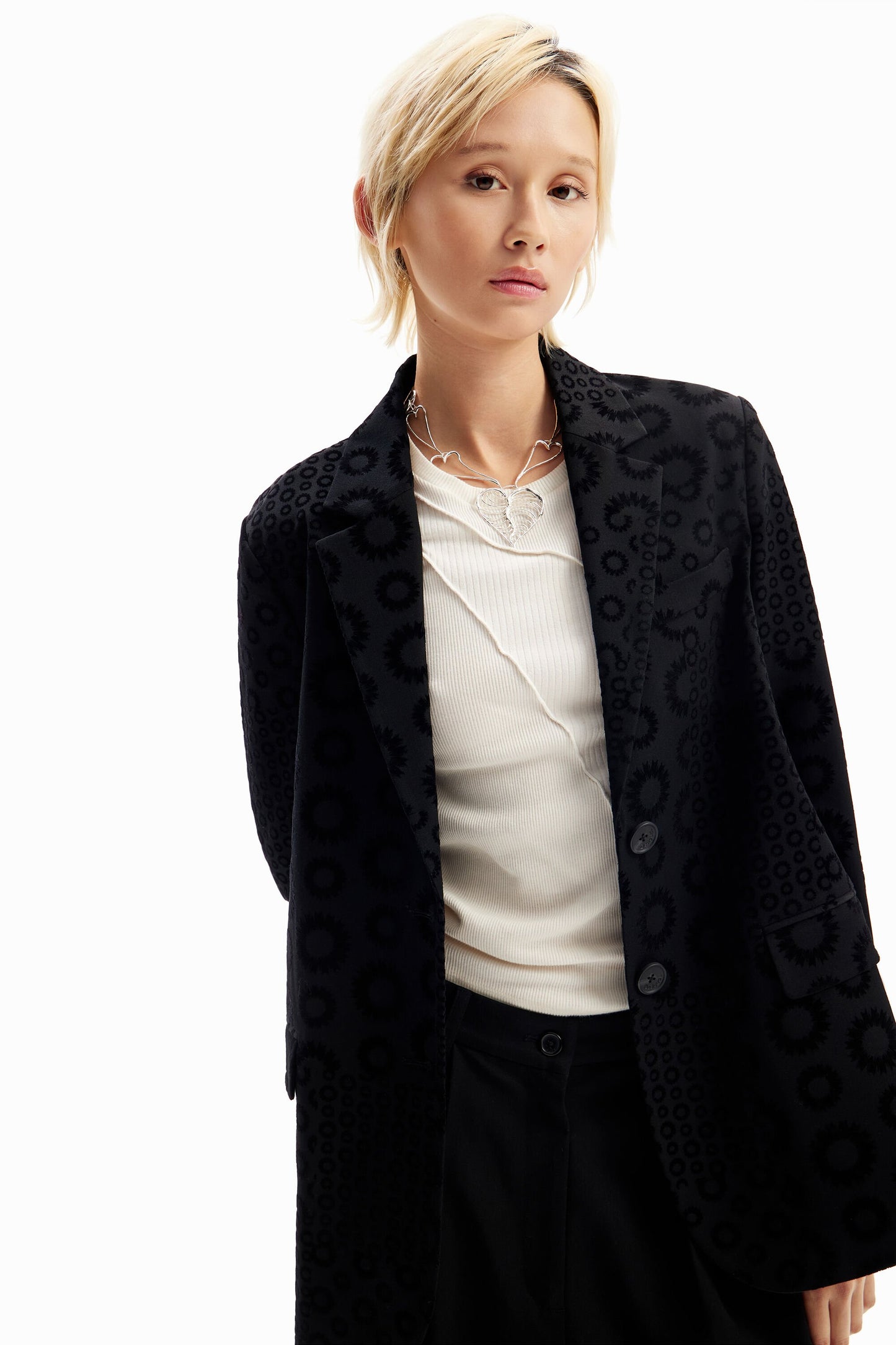 Geometric flocked blazer