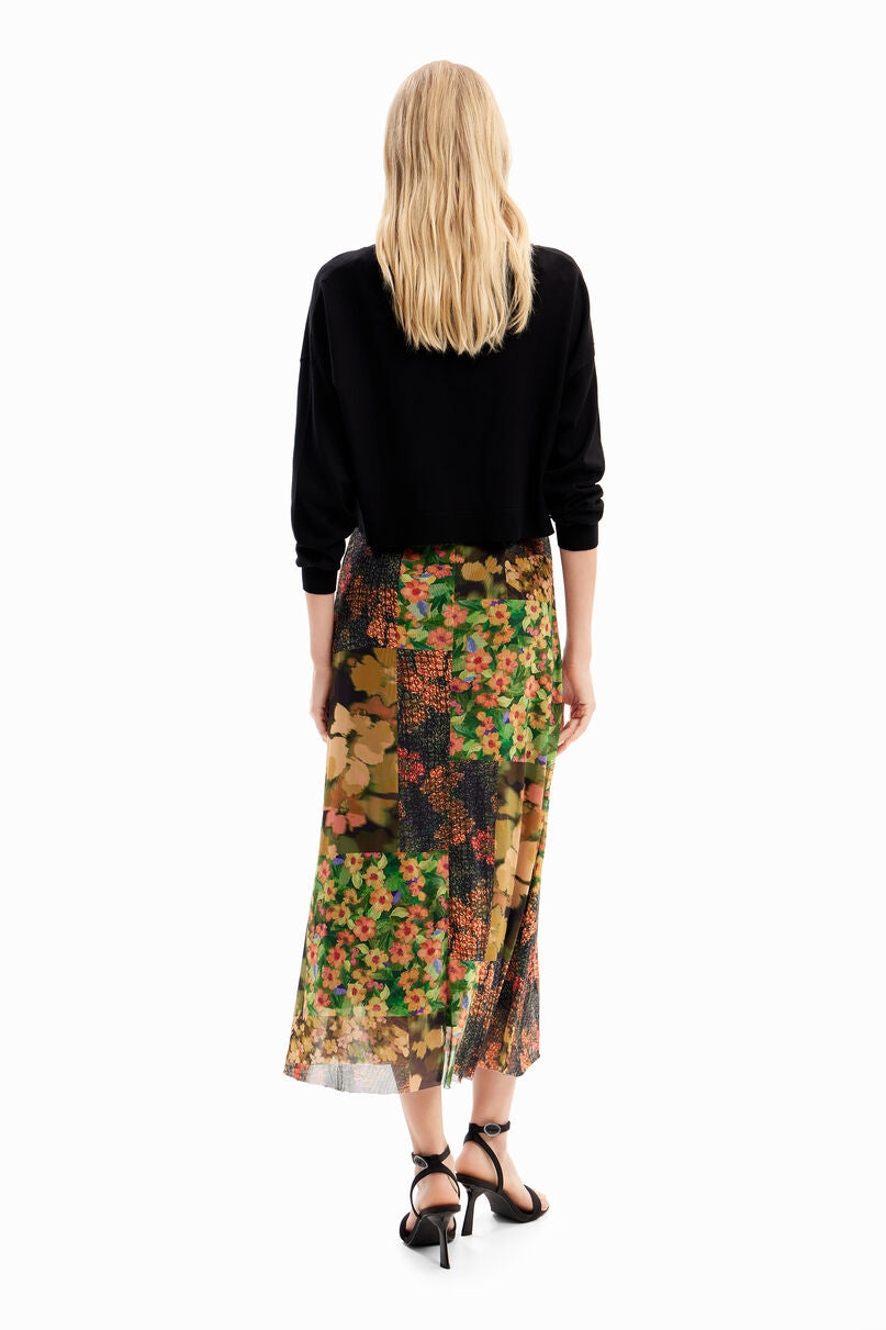 2-in-1 patchwork midi dress