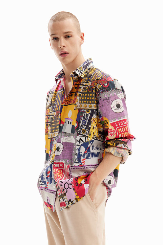 Patchwork poplin shirt