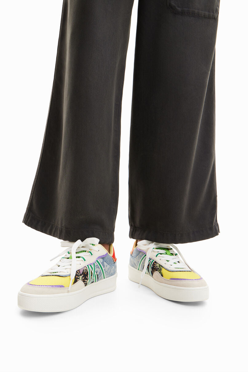 Patchwork platform sneakers