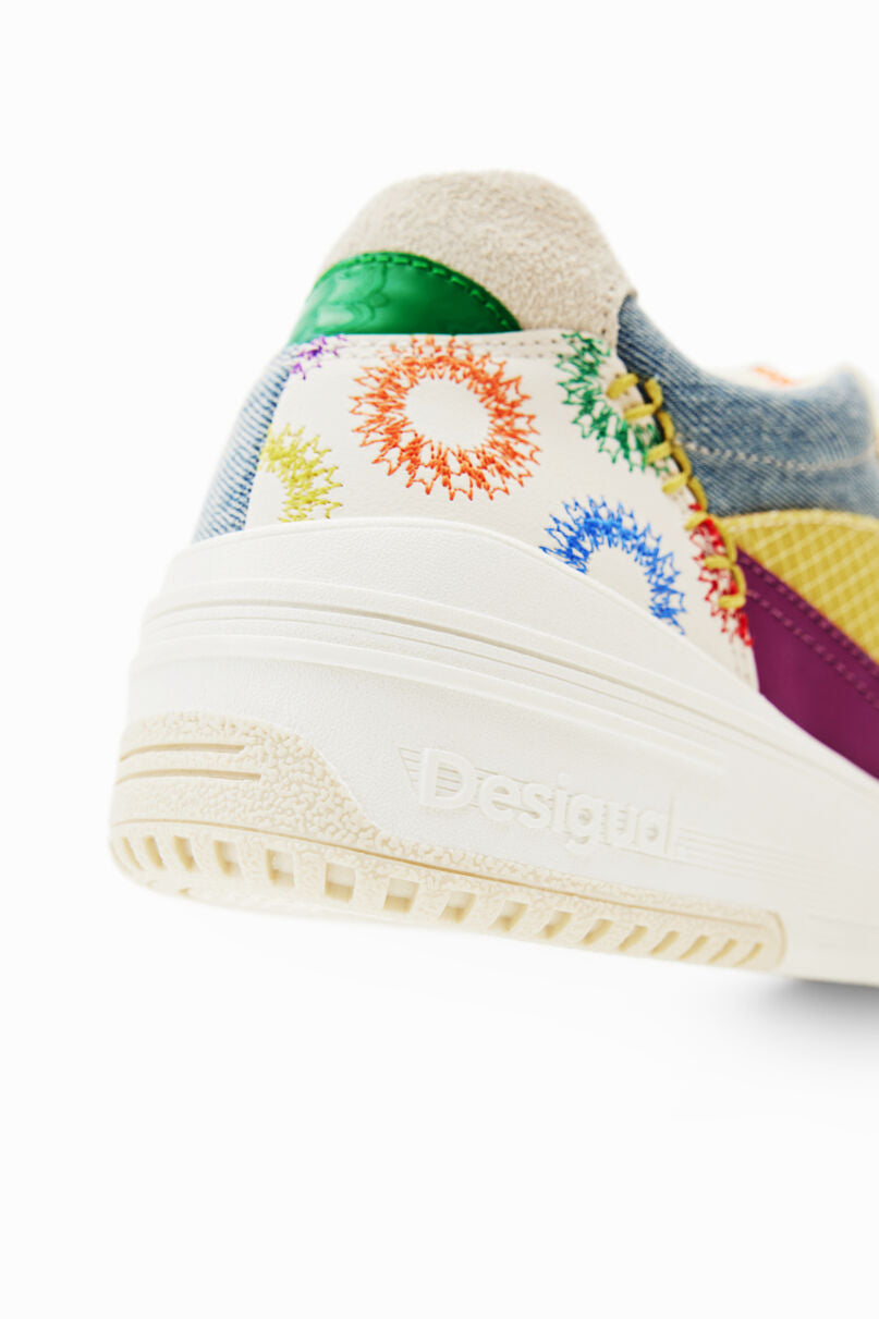 Retro multicolour patchwork sneakers