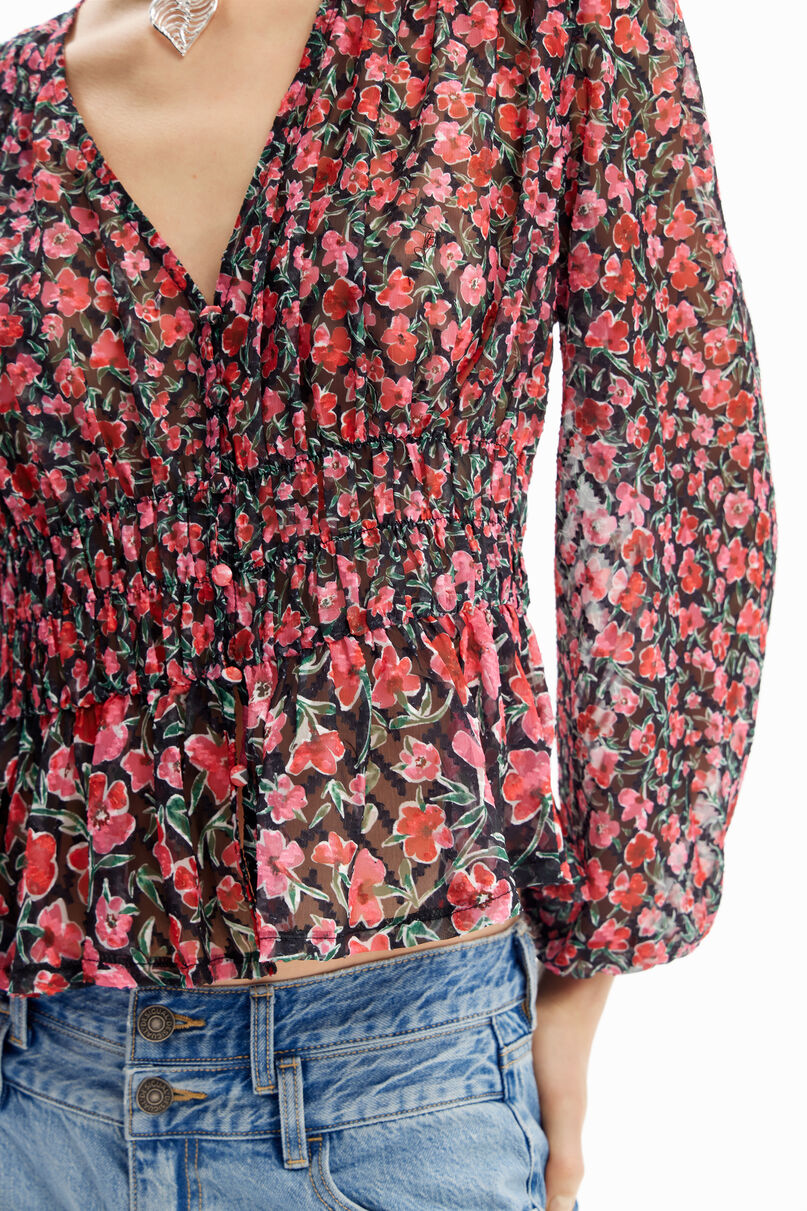 Floral plumetis blouse