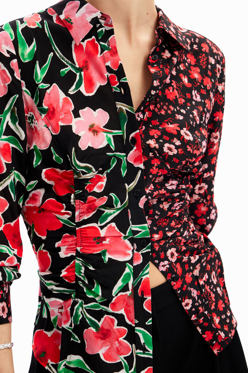 Floral gathered shirt