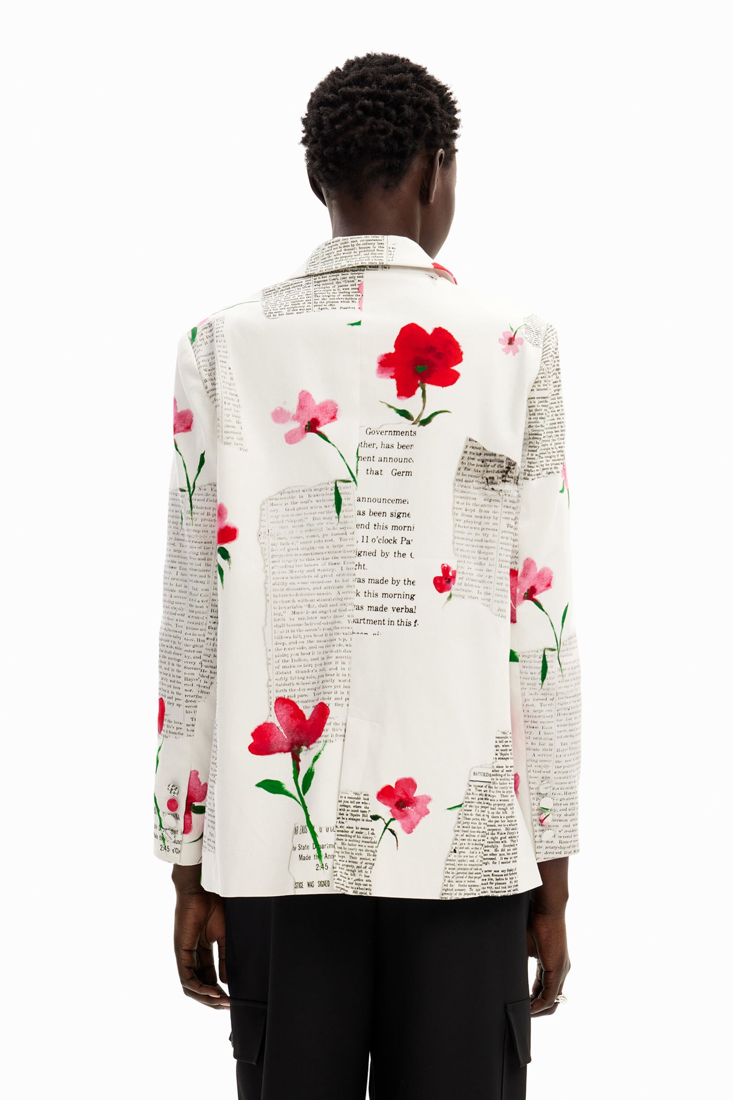 Straight floral text blazer