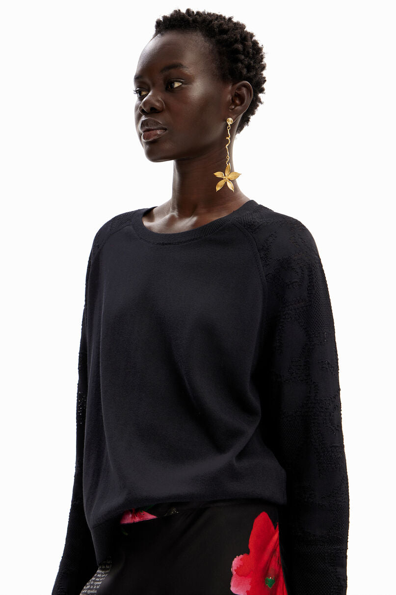 Textured floral pullover