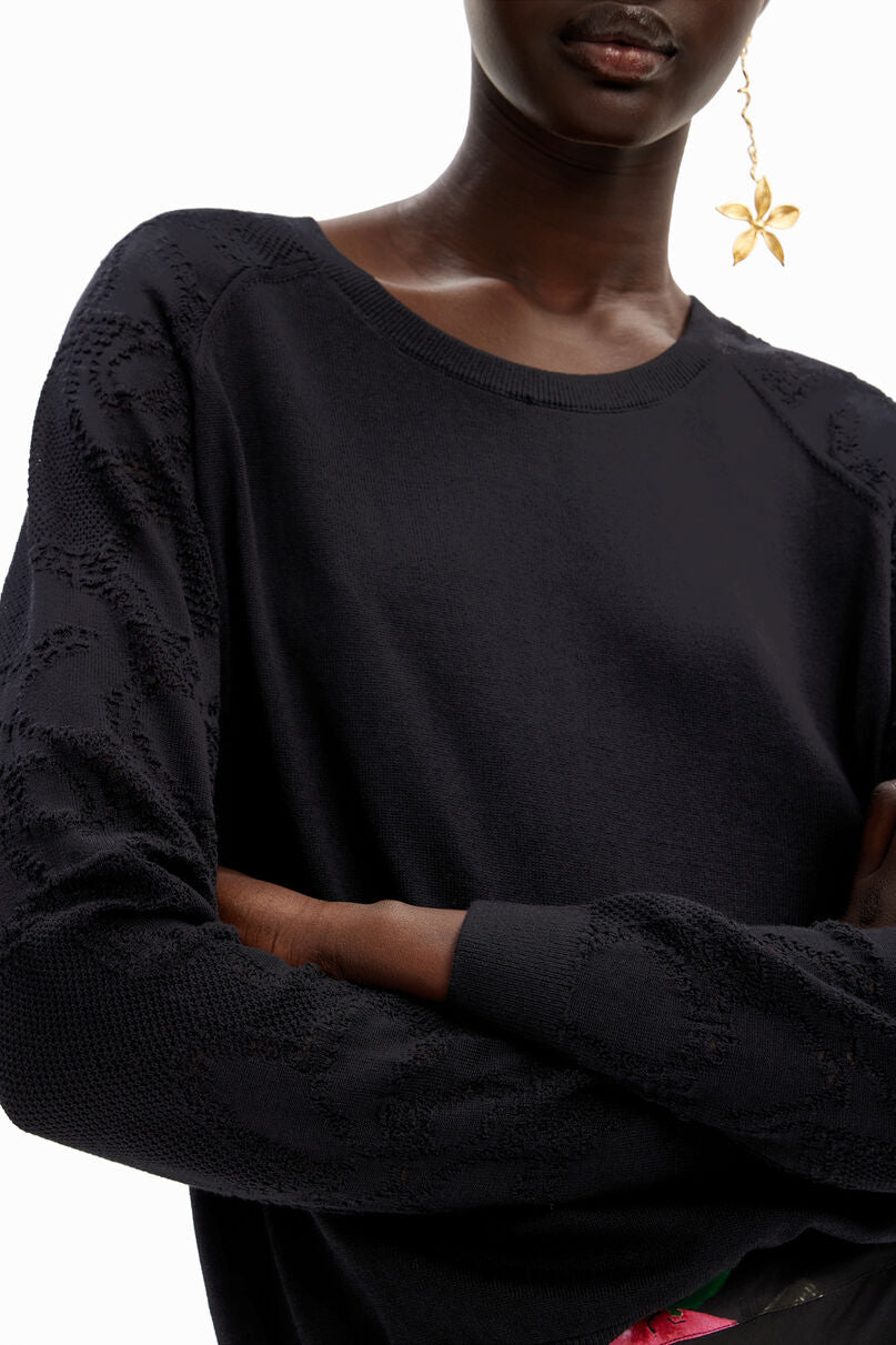 Textured floral pullover