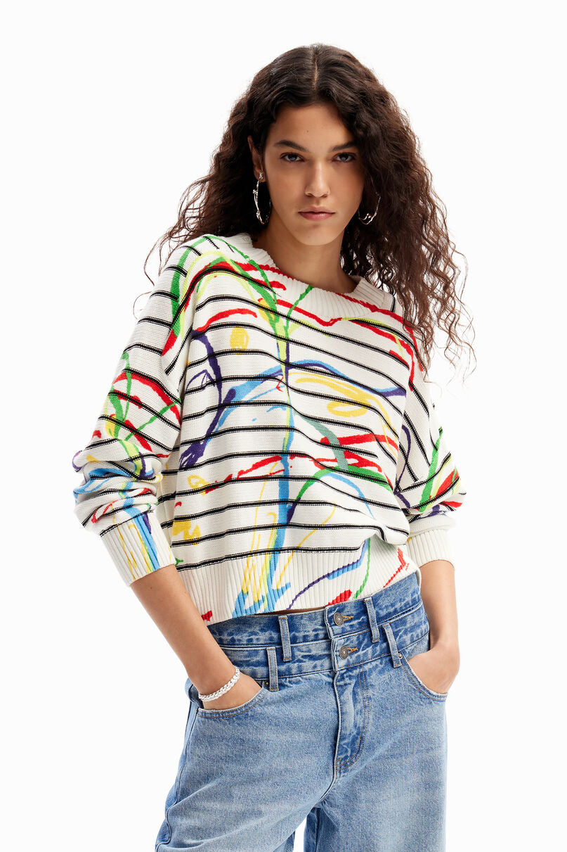 Short striped arty pullover
