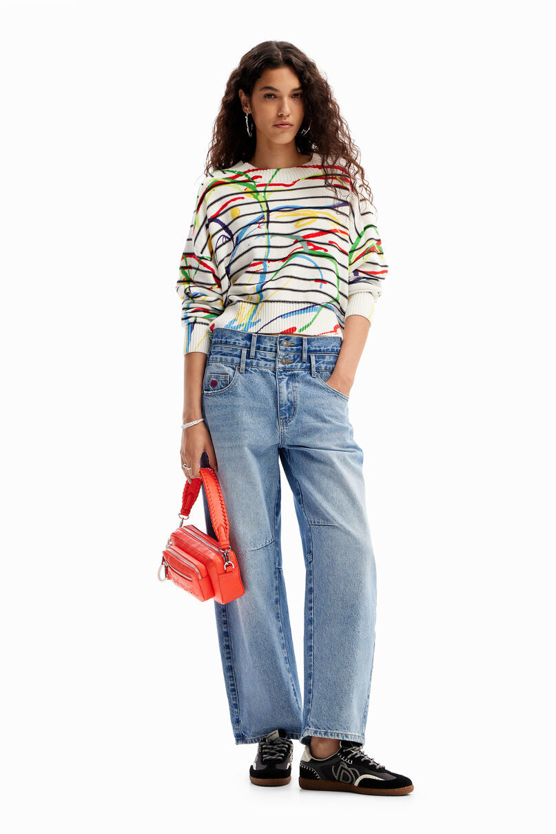 Short striped arty pullover