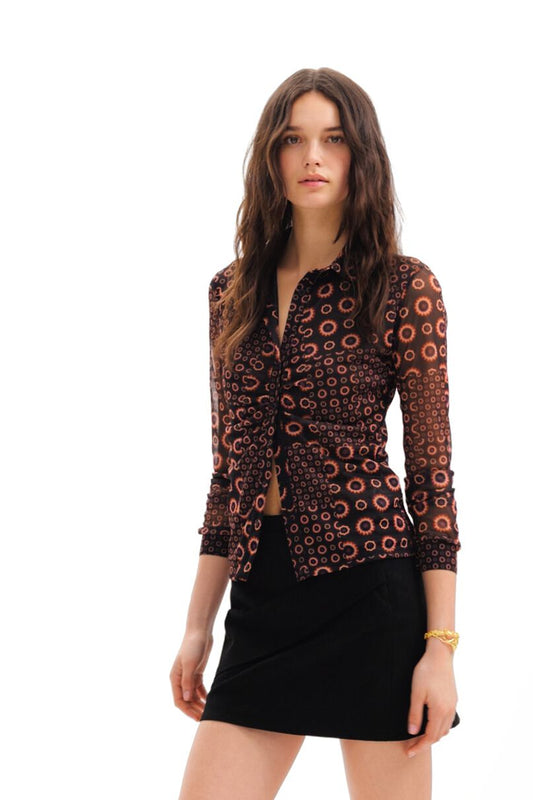 Patchwork gathered T-shirt
