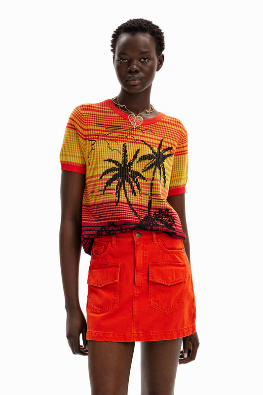 Knit palm tree T-shirt