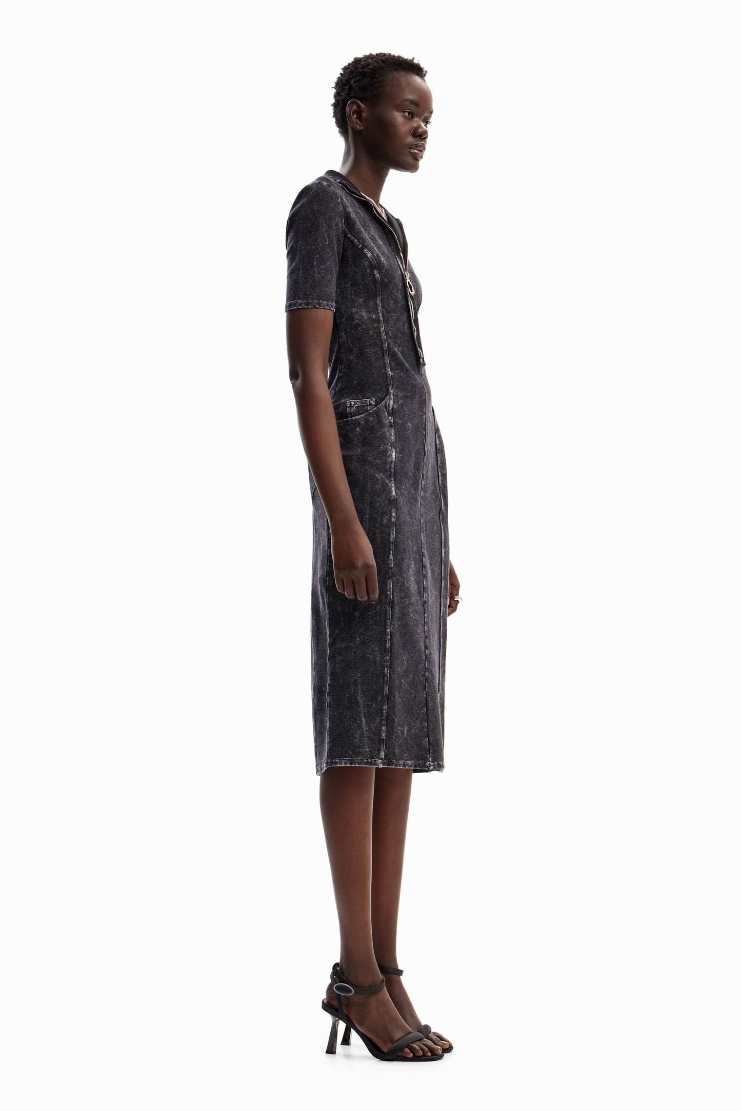 Gradient denim midi dress
