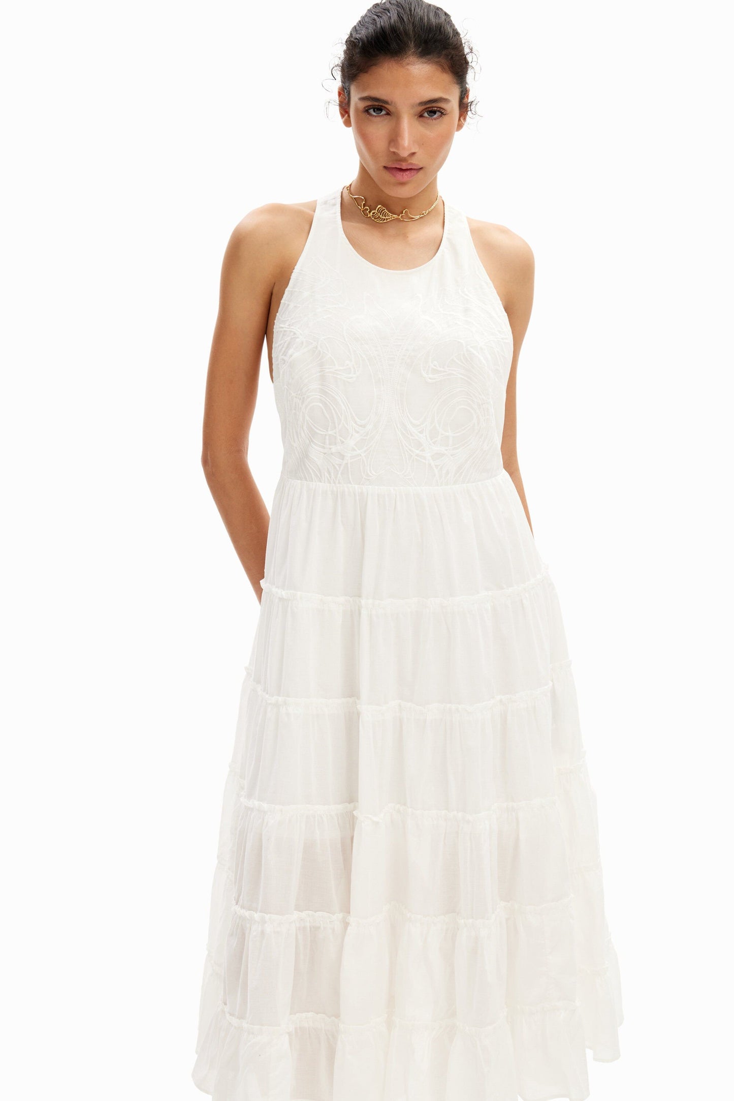 Plunging midi dress