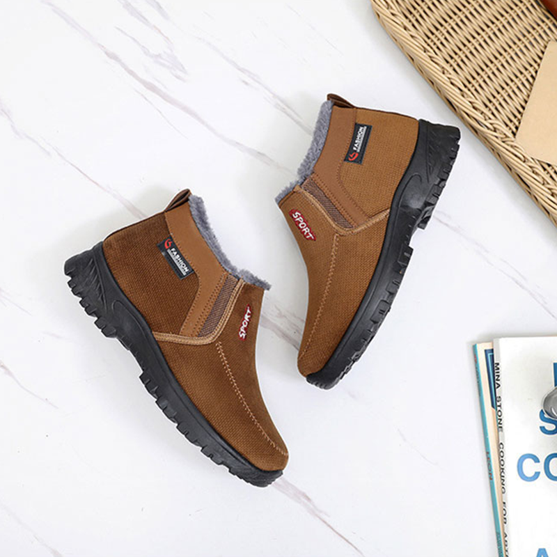 (RÄUMUNGSVERKAUF 70% RABATT) Herren 2024 Winter Neue wasserdichte und rutschfeste Slip-On warme Baumwollschuhe Korrektur Knöchelstütze breite Zehenwölbungsstütze Sportschuhe
