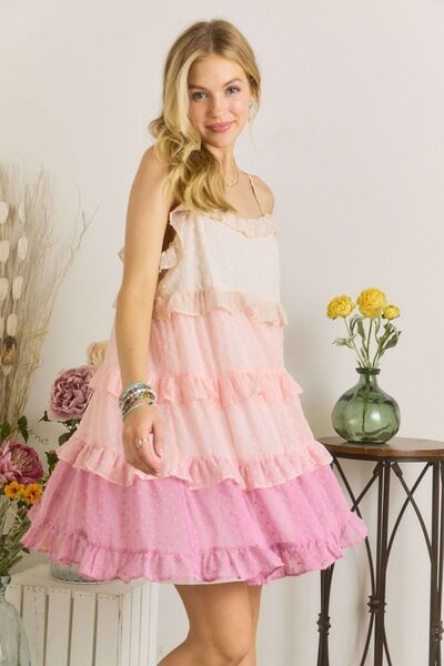 ADORA Minikleid mit Rüschen und Stufenrock aus Swiss Dot