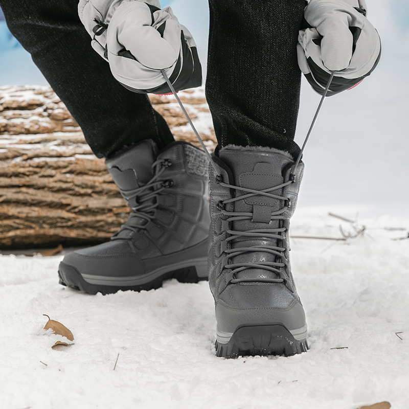 (⏰Zeitlich begrenzter Rabatt 49% Rabatt)Herren dicke warme Schneestiefel, weite Zehenpartie, rutschfeste, fellgefütterte Lederstiefel, wasserdichte Winterwanderstiefel