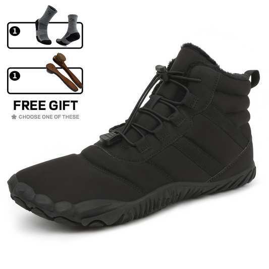 Herren Warme Fleece Barfuß-Stiefel Weite Zehenpartie Orthopädische Stütz-Schneestiefel Wasserdichte Rutschfeste Winterstiefel