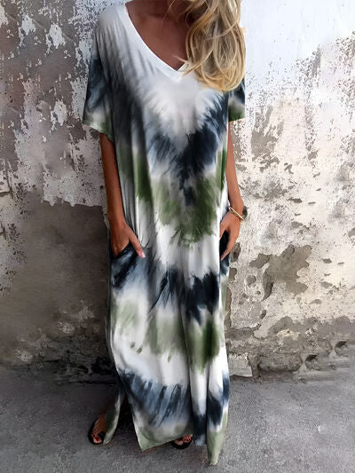 Tie-Dye-Kurzkleid mit Taschen in voller Größe
