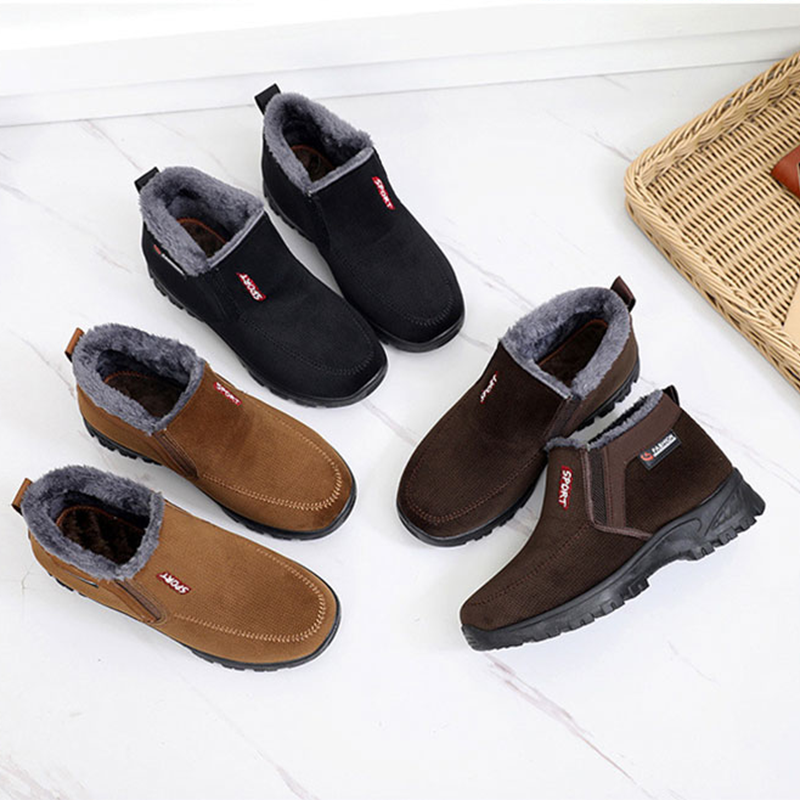 (RÄUMUNGSVERKAUF 70% RABATT) Herren 2024 Winter Neue wasserdichte und rutschfeste Slip-On warme Baumwollschuhe Korrektur Knöchelstütze breite Zehenwölbungsstütze Sportschuhe