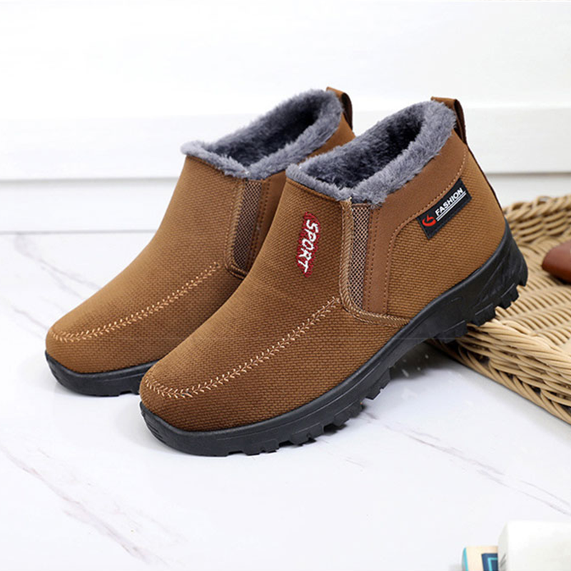 (RÄUMUNGSVERKAUF 70% RABATT) Herren 2024 Winter Neue wasserdichte und rutschfeste Slip-On warme Baumwollschuhe Korrektur Knöchelstütze breite Zehenwölbungsstütze Sportschuhe