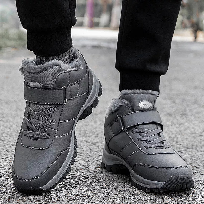 (Begrenzte Zeit 49% Rabattaktion) Herren Winter Warme Orthopädische Wander-Schneestiefel Wasserdicht Rutschfest Breite Zehenkappe Fußgewölbestütze Arbeitsstiefel
