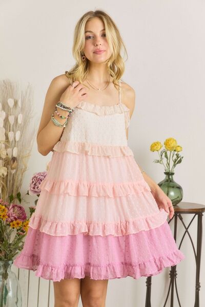 ADORA Minikleid mit Rüschen und Stufenrock aus Swiss Dot