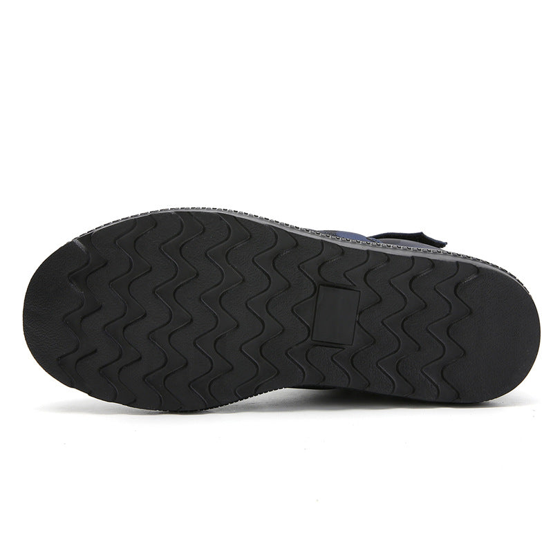 (Limited Time 70% Discount Event) Men's 2024 Winter New Warm Waterproof Non-Slip Puncture-Resistant Velcro Slip-On Snow Boots Ankle Support Orthopedic Wide Toe Arch Support Cotton Shoes