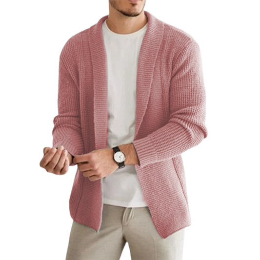 Herren Klassischer Freizeit-Cardigan aus Kaschmir mit Revers und langen Ärmeln