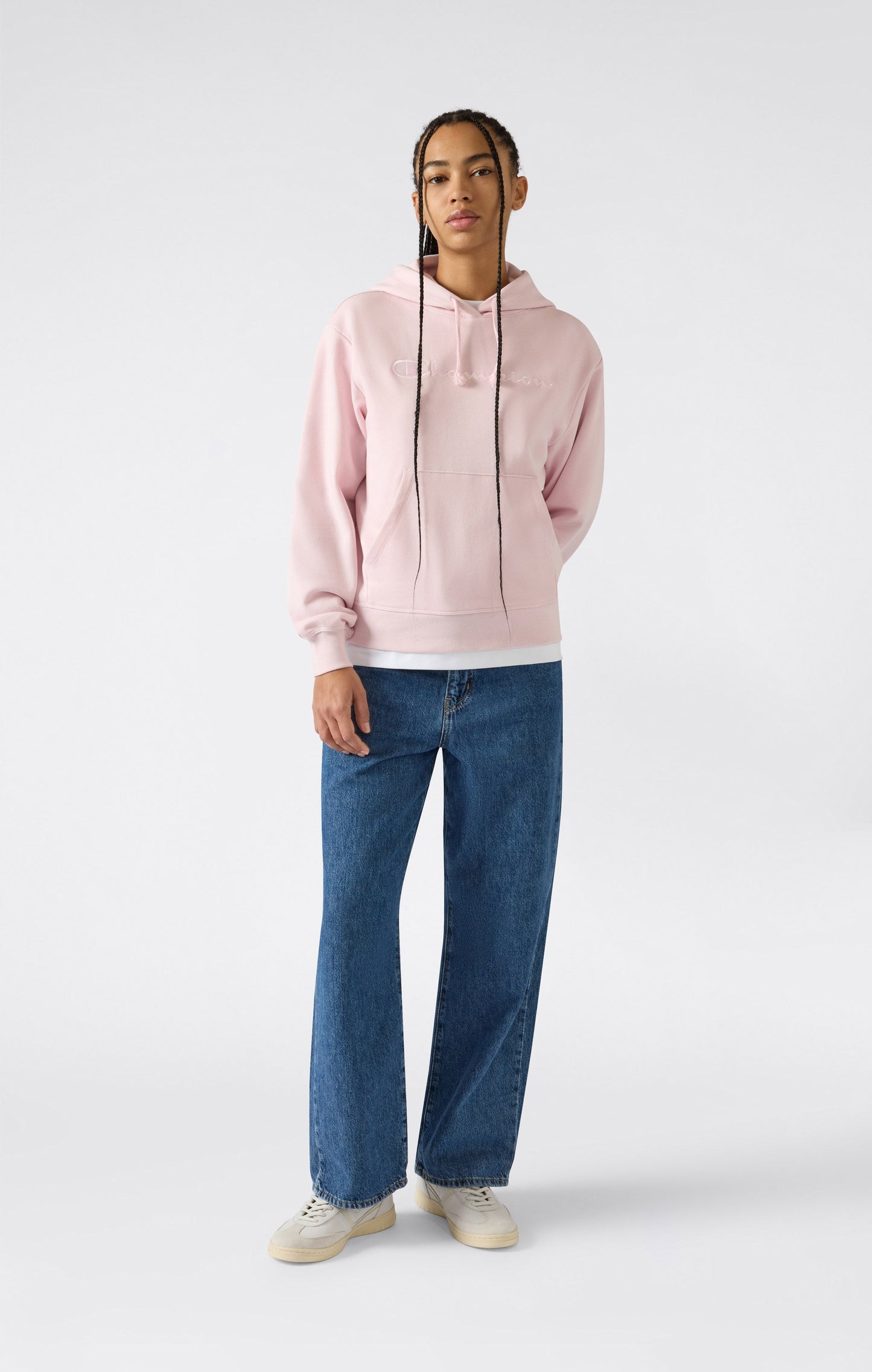 Damen Leichtes Kapuzen-Sweatshirt mit Ton-in-Ton gestickten Maxi-Logo-Icons
