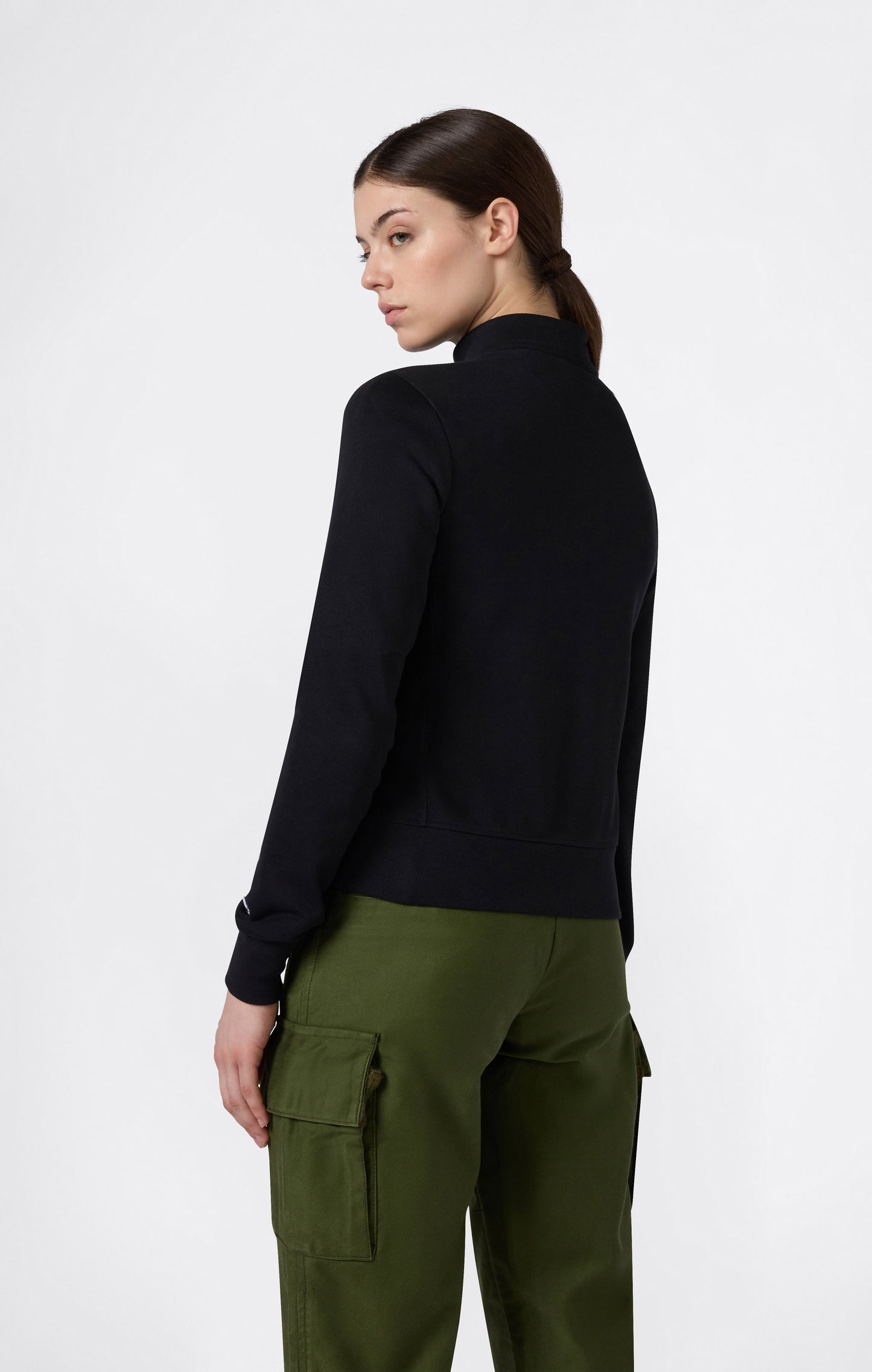 Damen leichtes Sweatshirt mit durchgehendem Reißverschluss und Ton-in-Ton gestickten C-Logo-Icons